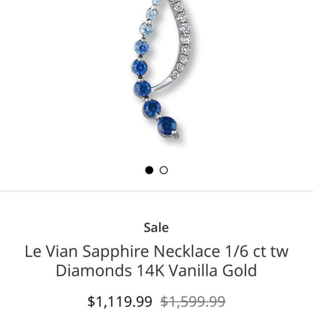 Le Vian Sapphire Necklace 1/6 ct tw Diamonds 14K Vanilla Gold